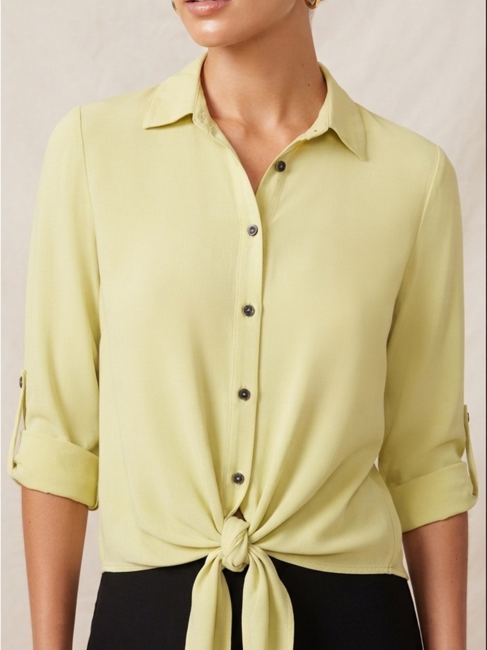 SOFIA Elegant light Olive Green Women's tie up shirt